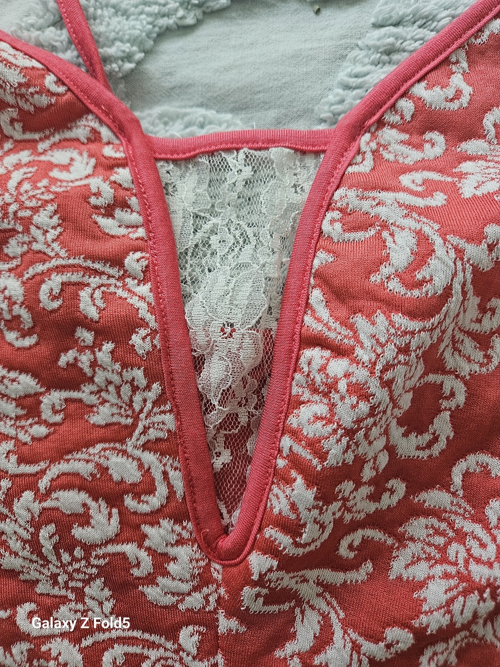 Plus Lace-Inset Floral Coral Camisole - Picture 4 of 9
